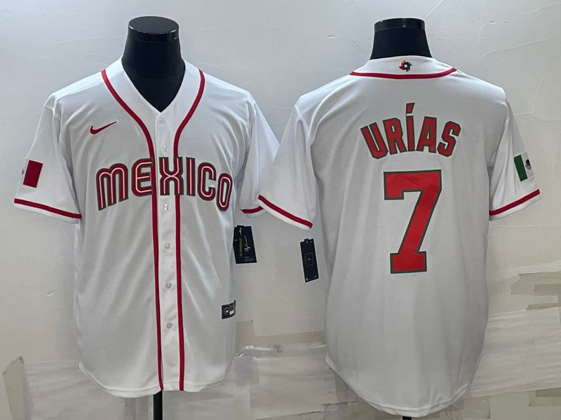 Men 2023 World Cub Mexico #7 Urias White Nike MLB Jersey26